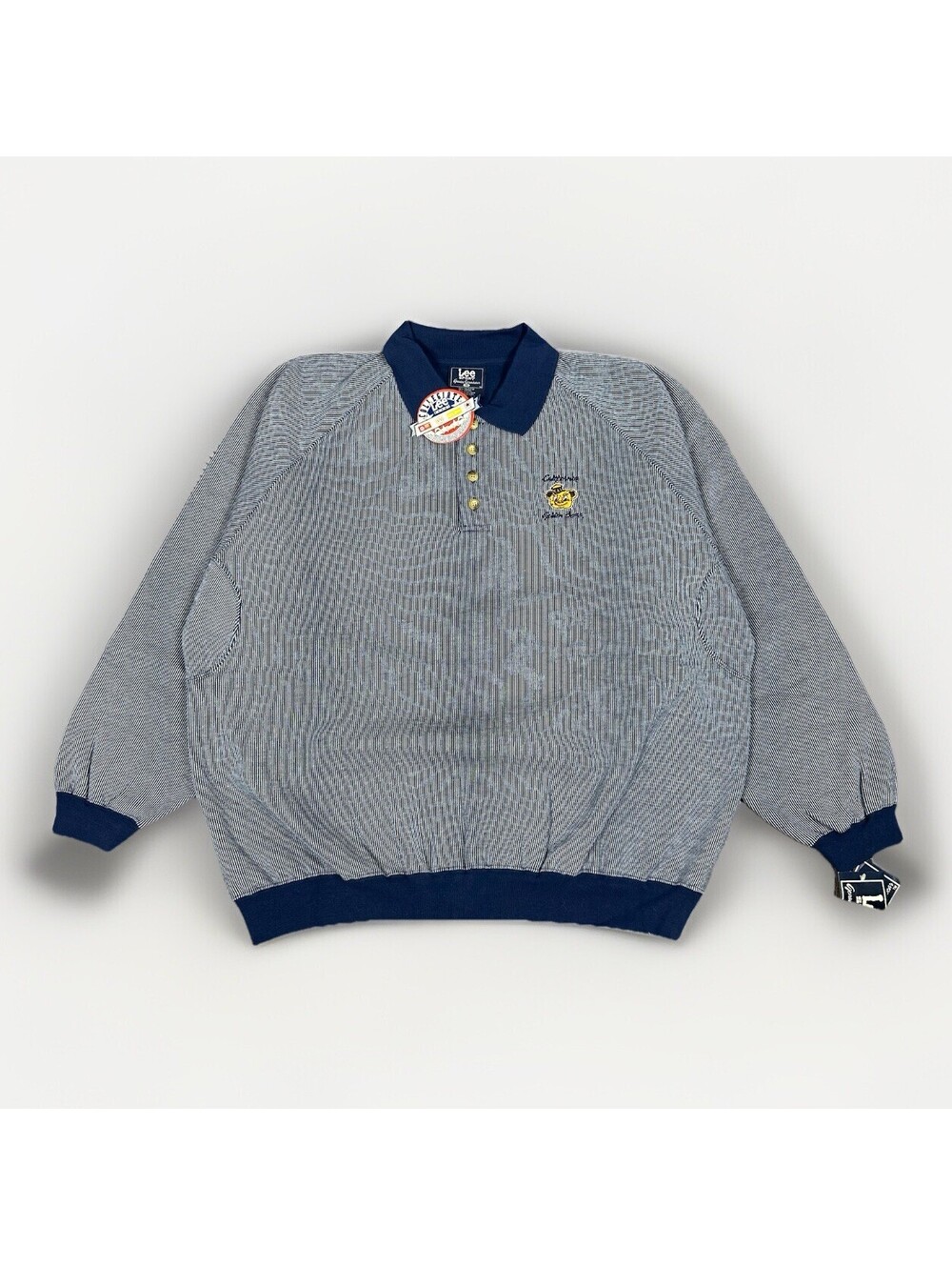 VTG Lee Sport Blue Striped Navy UCLA BRUINS XL Collared Sweatshirt NEW College